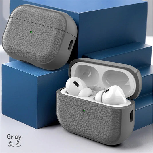 Case for New Airpods Pro 2025 Case PU Leather Grain Case with Keyring Airpod Wireless Earphone Accessoris for Airpods 4Th Cases